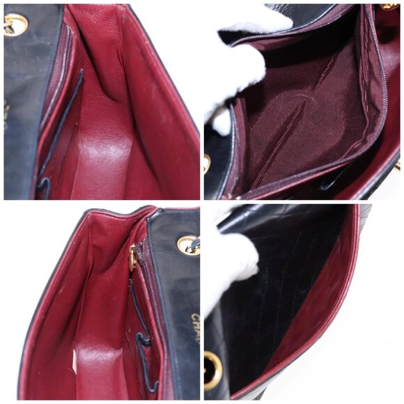 CHANEL Matelasse Turn Lock Chain Hand Bag Lamb Skin Black Gold CC Auth - Picture 15 of 16